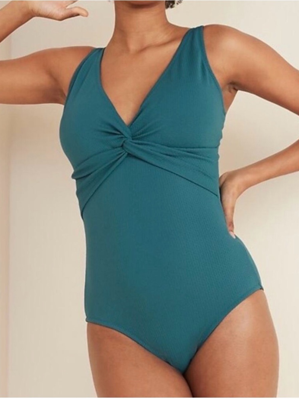 Old Navy Teal Ocean Storm Twist Front One Piece Swimsuit